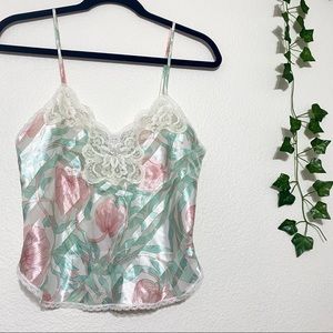 y2k silk lace cami top